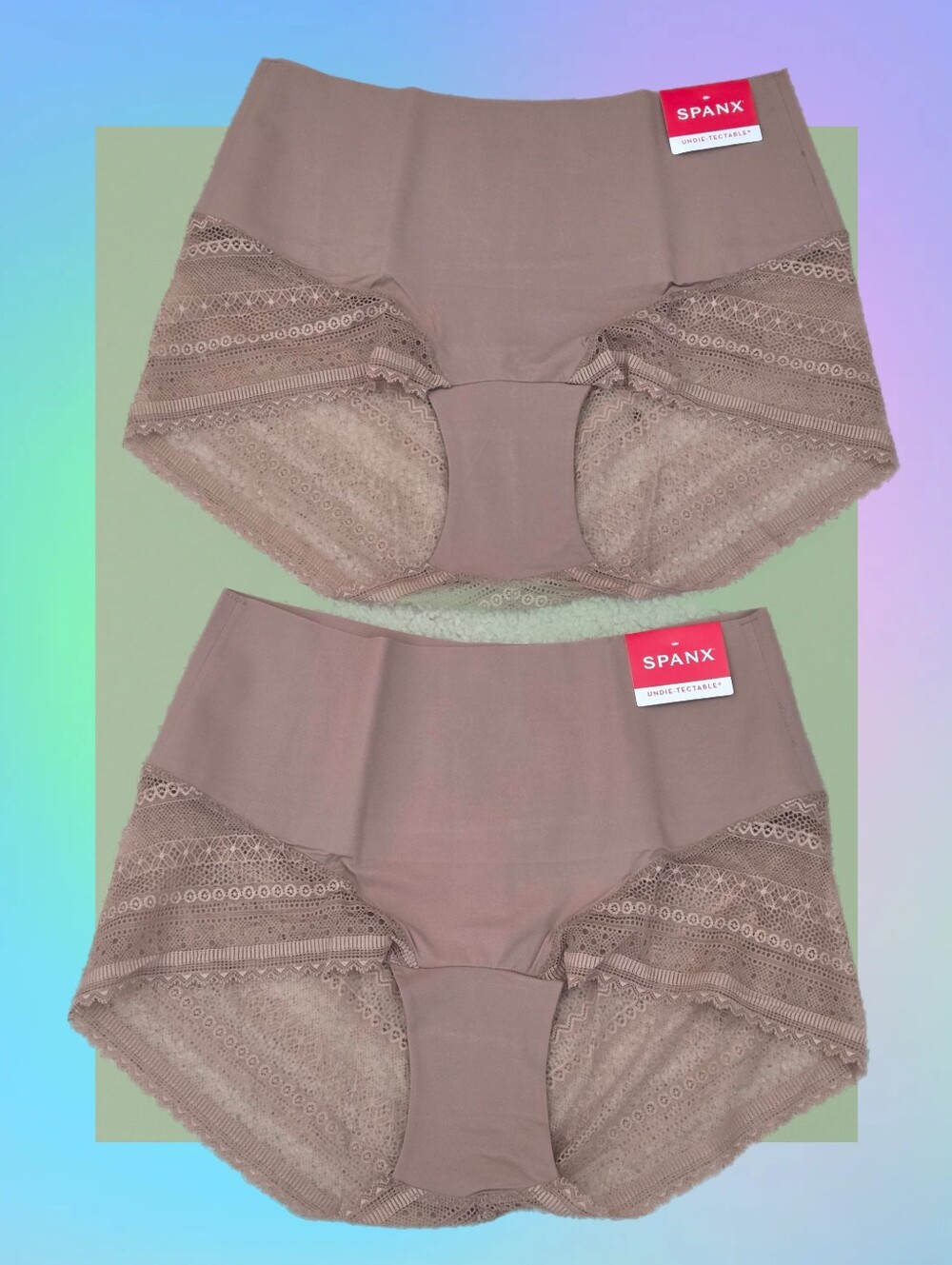 Set of 2 SPANX cafe au last lace hi-hipster underwear Women L